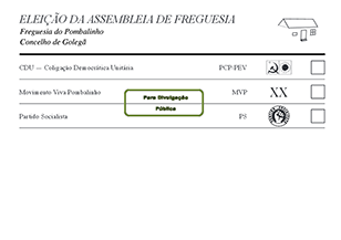 Boletim de Voto - Assembleia de Freguesia