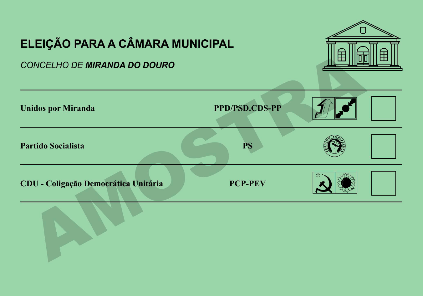 Boletim de voto - Câmara Municipal
